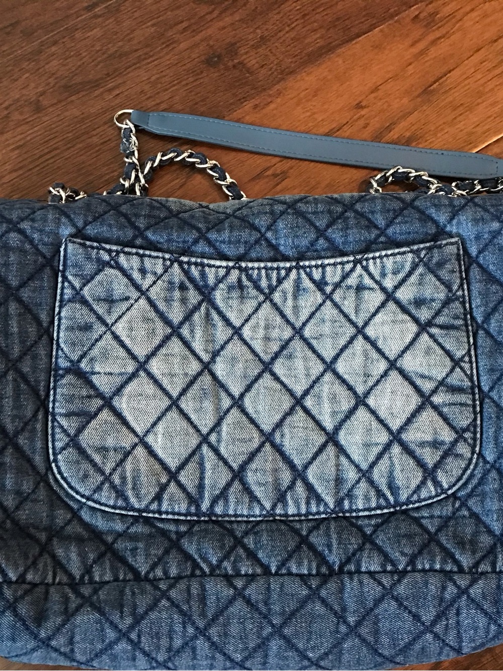 CHANEL Denim Quilted Shoulder tote crossbody Bag in Deep Blue XL - Picture 10 of 16